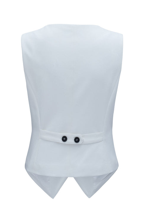 Solid Color Button Up V Neck Suit Vest